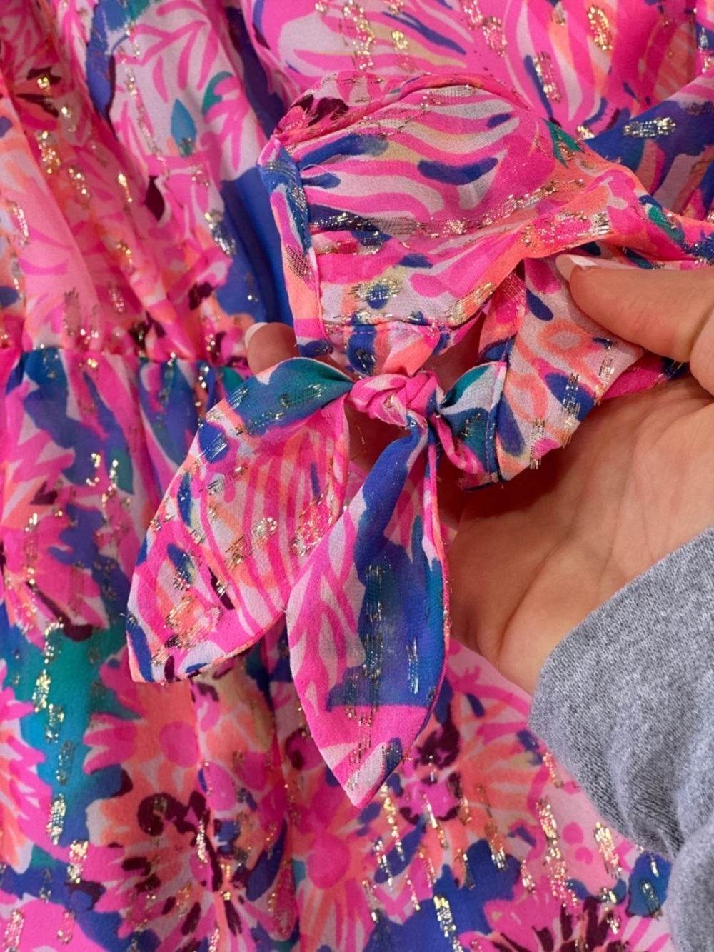 Lilly Pulitzer Women’s Romper Off Shoulder Silk Metallic Myri XS - Picture 8 of 13